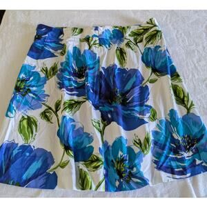 Lane Bryant Skirt Womens Size 22 Plus Floral A-line Garden Party Cotton Blue‎
